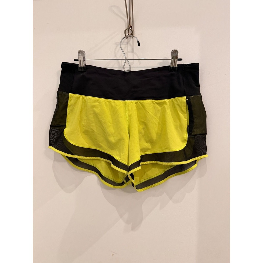Lululemon Run Times Short Size 6 Neon Yellow Mesh Athletic Running Shorts